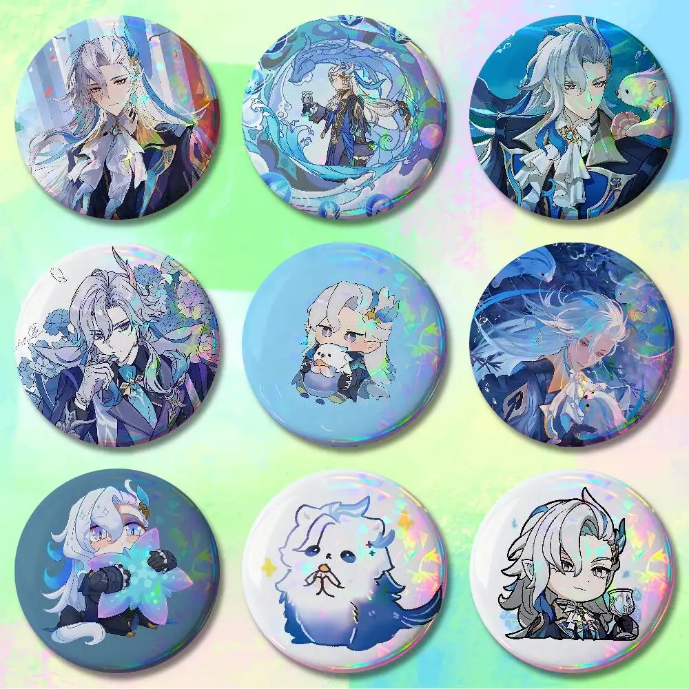 Neuvillette G-Genshin Impact New Badge Round Brooch Tinplate Figure Icon DIY Clothing Accessories Collectible Gifts Badges