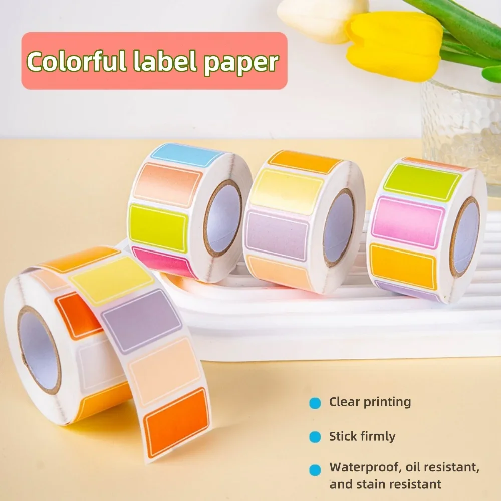 500Pcs/Roll Colorful Label Stickers Waterproof Self-Adhesive Label Sticker Paper Logo Handwritten Name Stickers Index Stickers