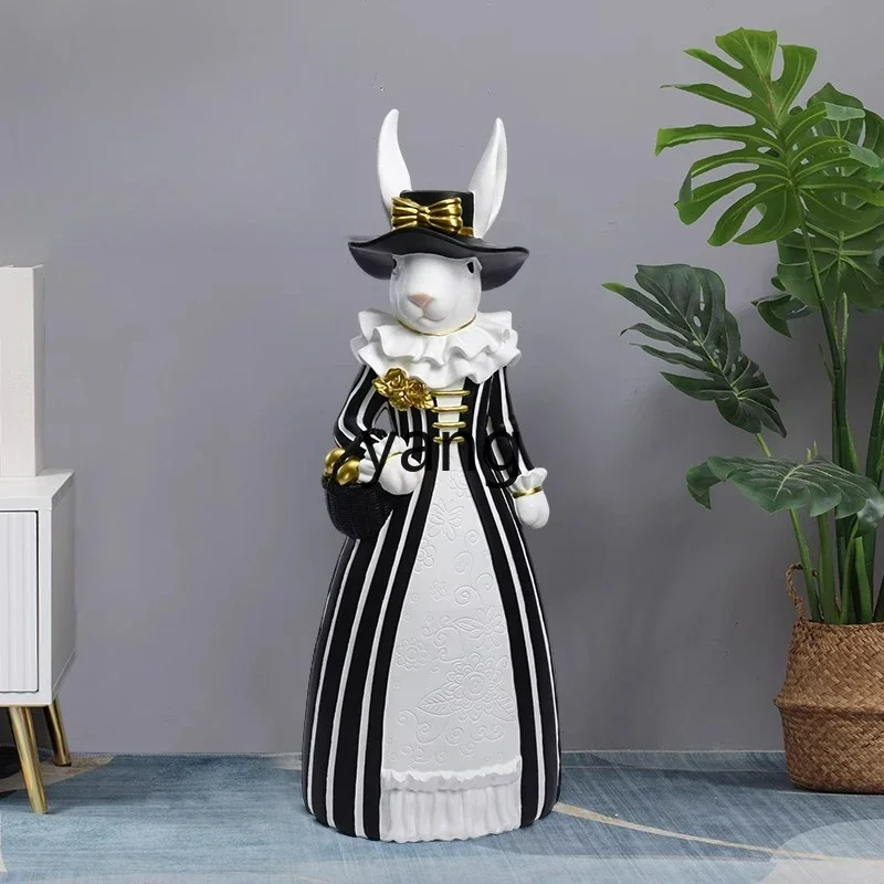 Lm. Nordic Palace Style Rabbit Ornament Large Floor-standing Outdoor Landscape Sculpture Decoration