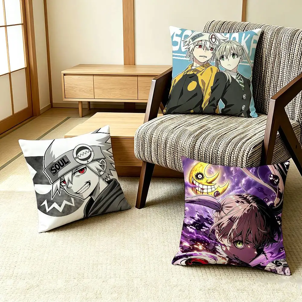 Retro Cartoon Figure Soul E-Eater   Pillow Case Pattern Printed Pillowcase For Living Room Sofa Cushion Cover