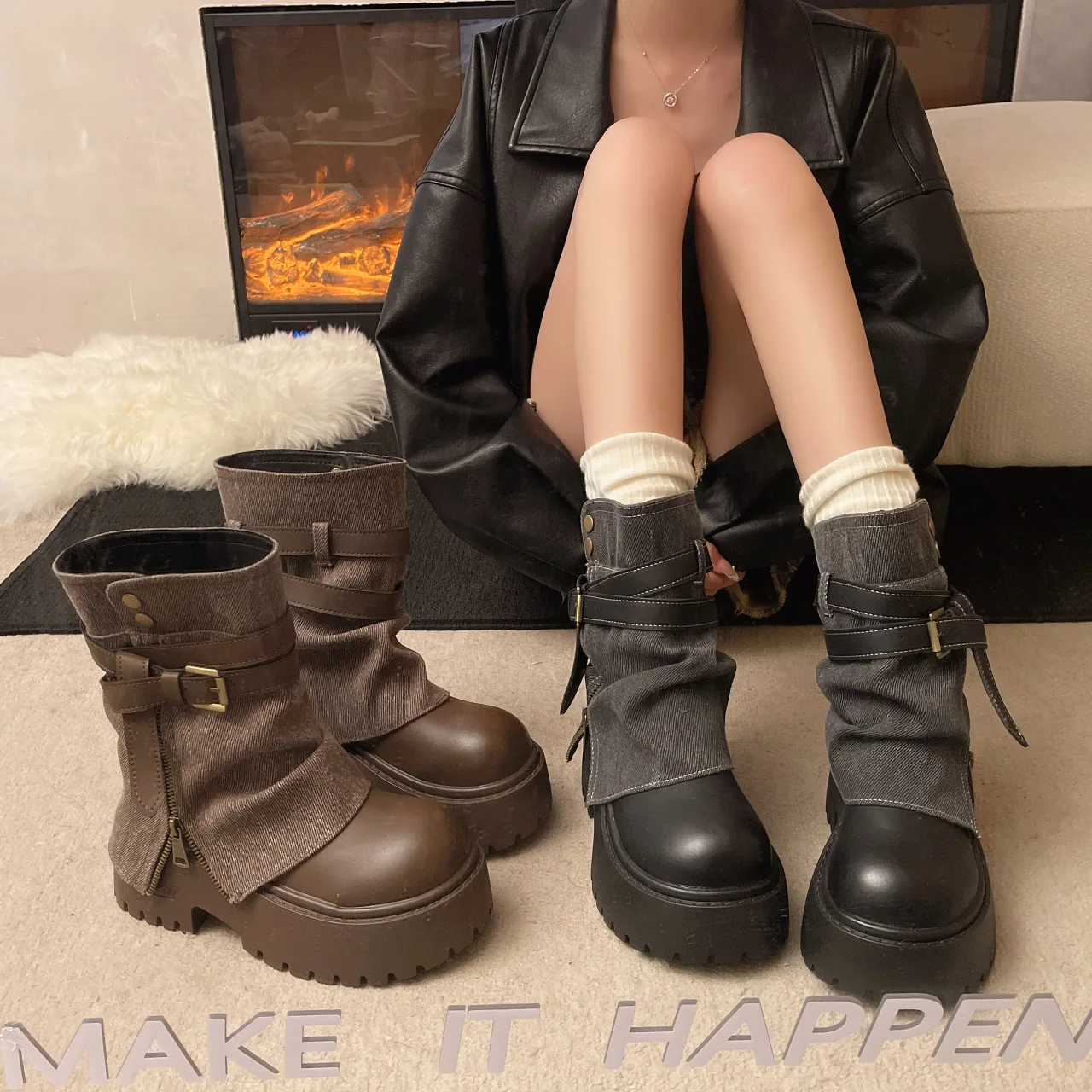 Winter Clothing Ladies - Женские ботильоны в ковбойском стиле на