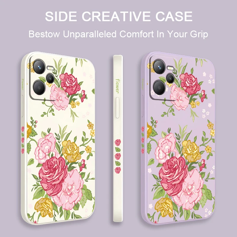 حافظة لهاتف OPPO Realme C65 C35 C33 C30 C75 4G C63 C25Y C21Y C20A C20 C11 موضة الزهور نمط غطاء غير لامع مقاوم للصدمات