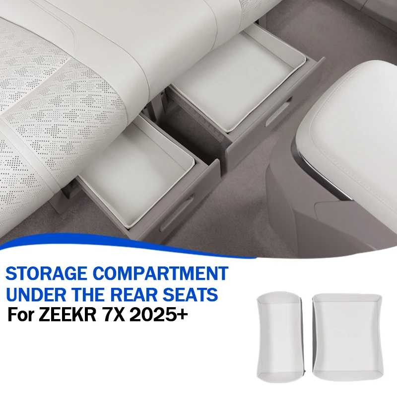 

For ZEEKR 7X 2024+ Leather Storage Pad Rear Seat Under-seat Storage Organizer Under-seat Storage Box Car Accessories 2PCS