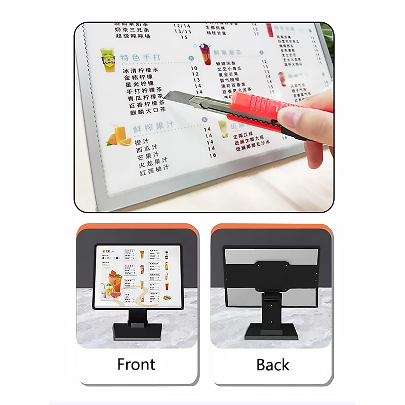 Ultrathin LED Tempered Glass Screen for Bar Restaurant Cafe Menu Display Board Luminous Price List Desktop Advertising Light Box