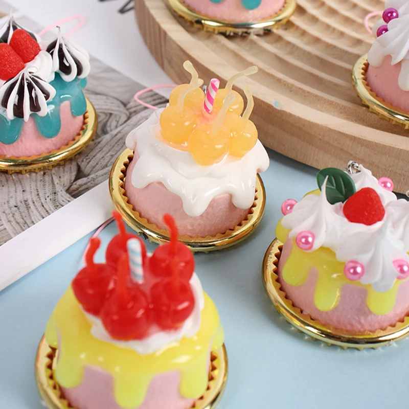 1Pcs Simulation Cream Gel Cake Dessert Pendant Japanese and Korean Style Fruit Cupcake Food Play Bag Keychain Pendant Kids Toy