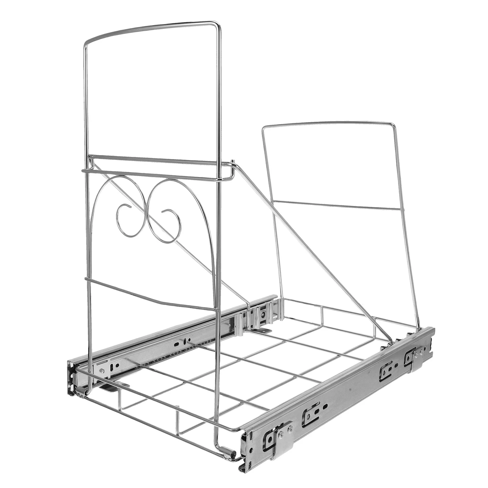 

Trash Can Pull Out Slide-Out Shelf Adjustable Kitchen Cabinet Garbage Rack Under Sink with Storage Basket Stainless