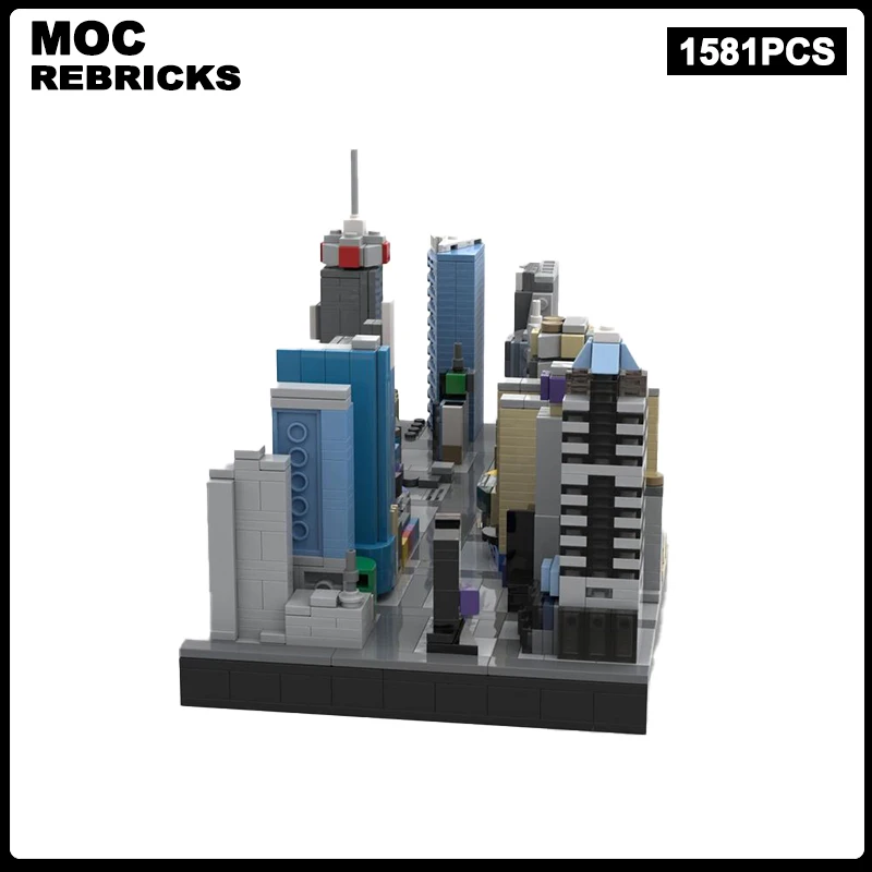 Modern Architecture Series MOC Times Square Edifice DIY Building Blocks Assembly Model Bricks Display Creative Kid Mini Toy Gift