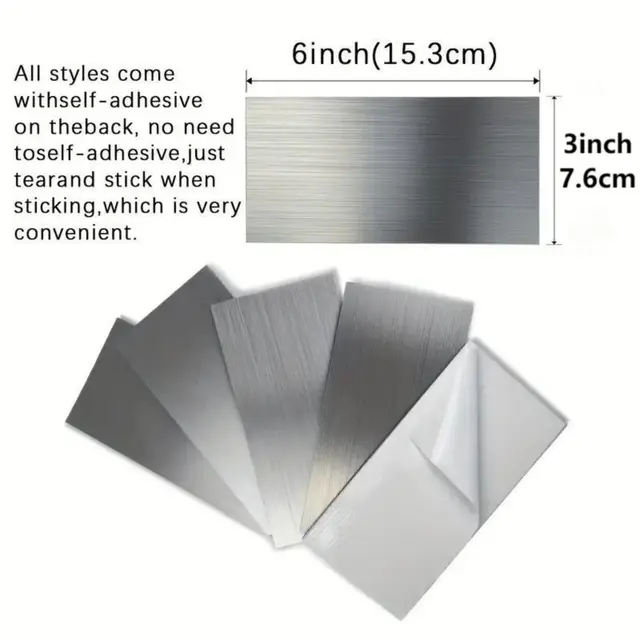 Metal 3D Wall Panels Peel and Stick Backsplash Tile, PVC Aluminum Brushed Silver Self-Adhesive Tiles-10/40/60/100 Pack 2