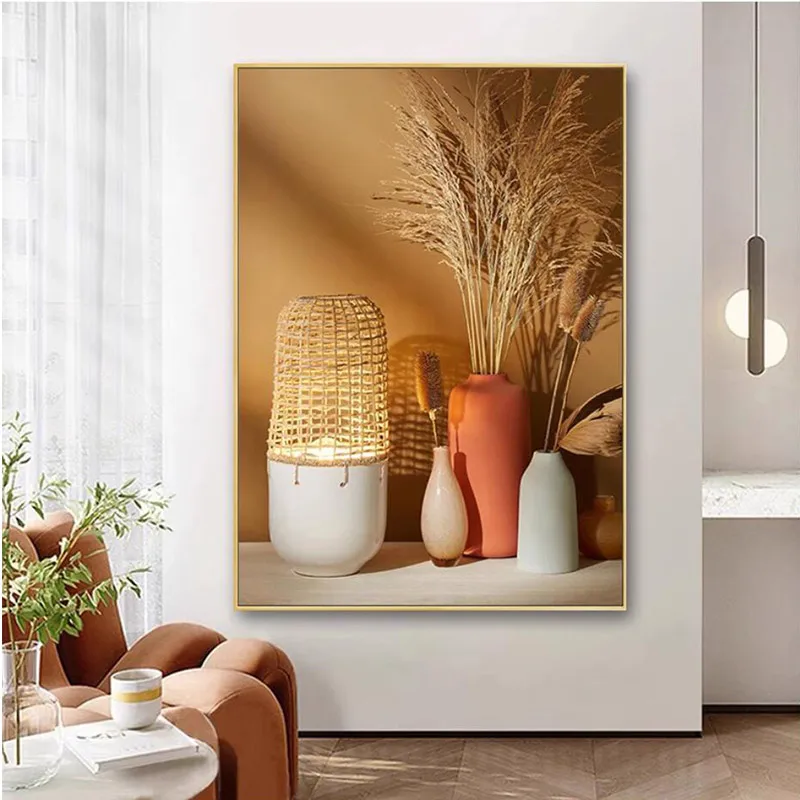 Boho Neutral-Tone Still Life Art Print - Warm Earthy Wall Decor for Living Room Bedroom, High-Quality Printed Poster, Unframed B