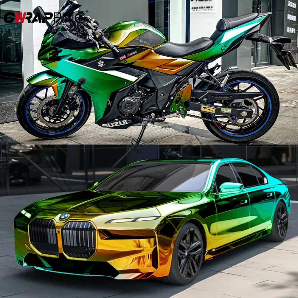 Exterior Car Stickers Vinyl Wrap Motorcycles Gold Stickers Rainbow Laser Plated Car Body Film Waterproof Vinyl Car Accessories