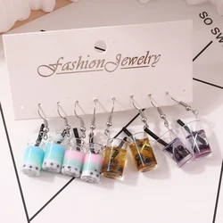 Hot Earring Sets Creative Bubble Milk Tea Drop Earrings for Women Personality Wine Drink Cup Earring Funny Party Jewelry Gifts
