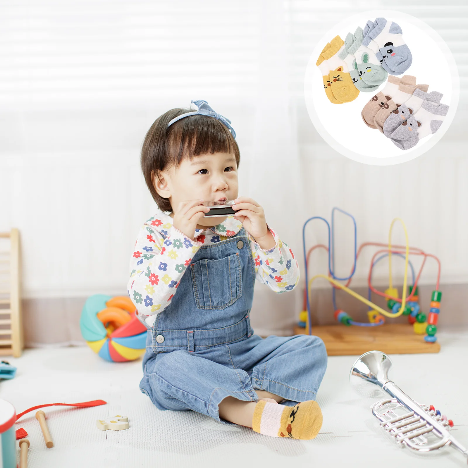 

5pcs 5 Pairs Baby Cotton Animal Socks Size L For Toddlers Newborns Soft Breathable Cute Cartoon Kids Socks Holiday Party Gift