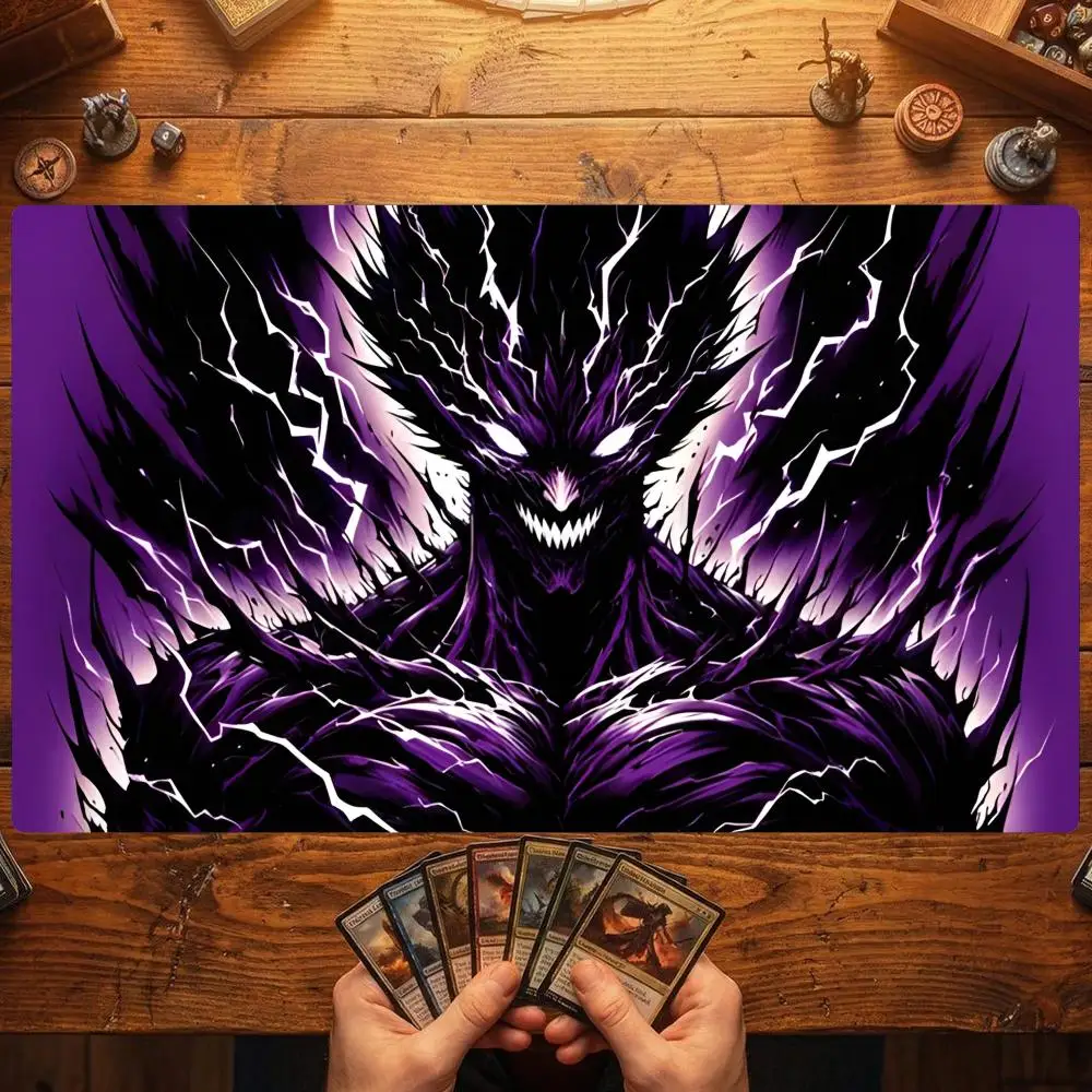 Playmat TCG Playmat Lightning Shadow Demon Mouse Mat Anti-Slip Durable Stitched Edge 35X60CM Desk Mat Magic Card Battle Tapete