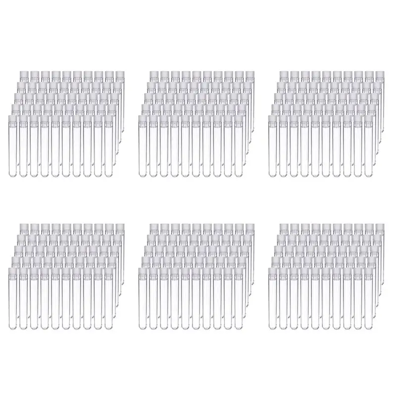 Efficient 600Pcs Clear Plastic Test Tubes With White Screw Caps Sample Containers Bottles Push Caps 12X75mm