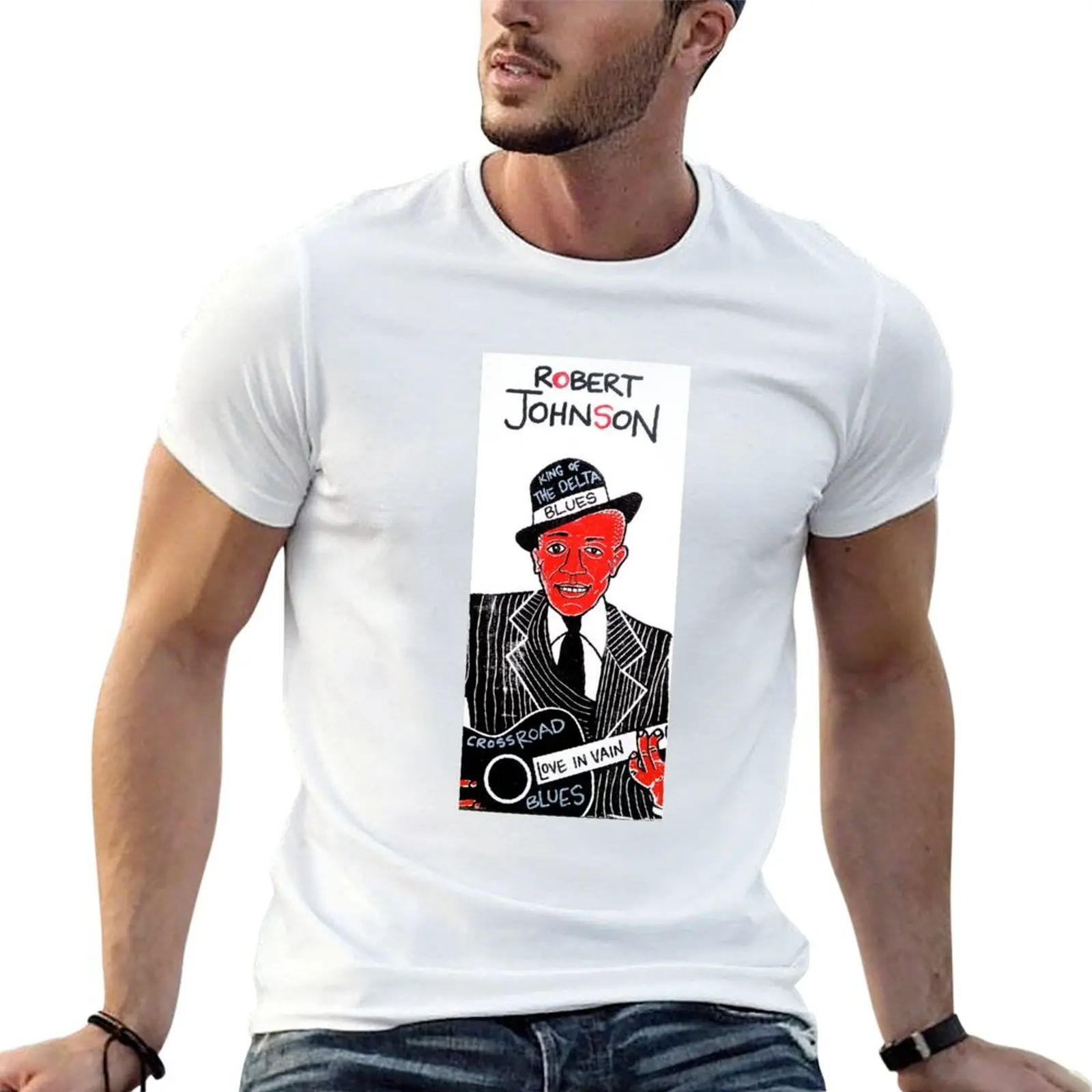 

Robert Johnson Blues Folk Art T-Shirt t shirt for man t shirts for man cotton soft T-Shirt