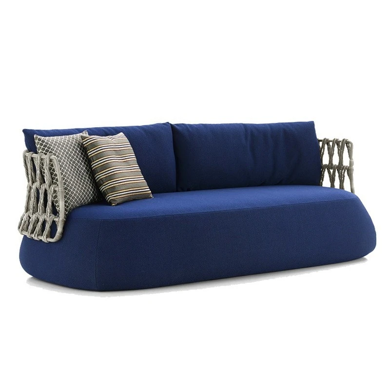 Rattan Aluminum Outdoor Sofa Set Patio Furniture With Removable Cushion Round Coffee Table For Backyard Garden Villa Homestay