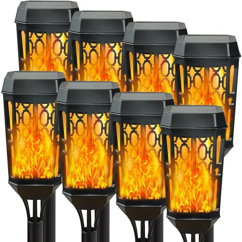 

8-Pack Upgraded Solar Halloween Lights Outdoor, Solar Torch Light with Flickering Flame,Solar Flame Torch for Garden Decorations