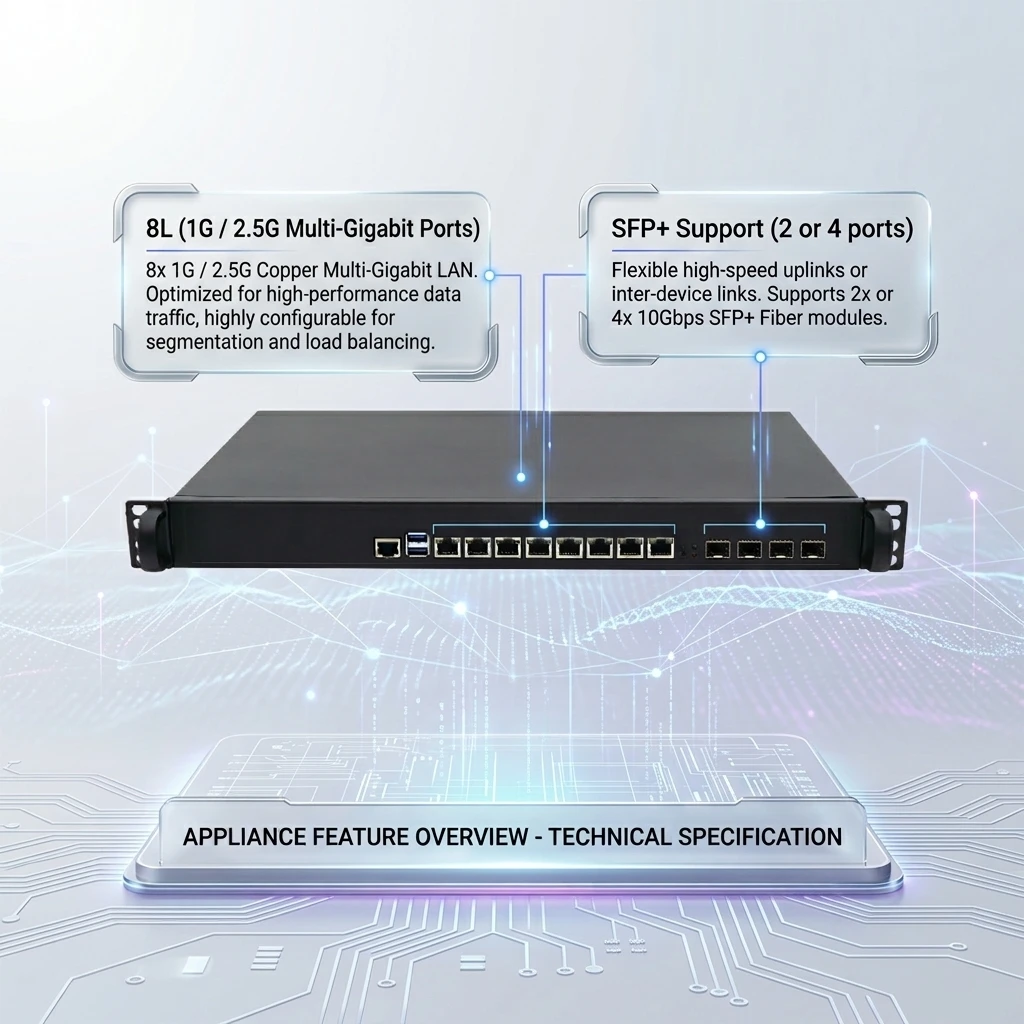 OEM/ODM 1U Firewall Router PC Core I3 I5 I7 I9 6-9th  12-14th Gen Cloud Local Hybrid Network Firewall Appliance Custom Logo&BIOS