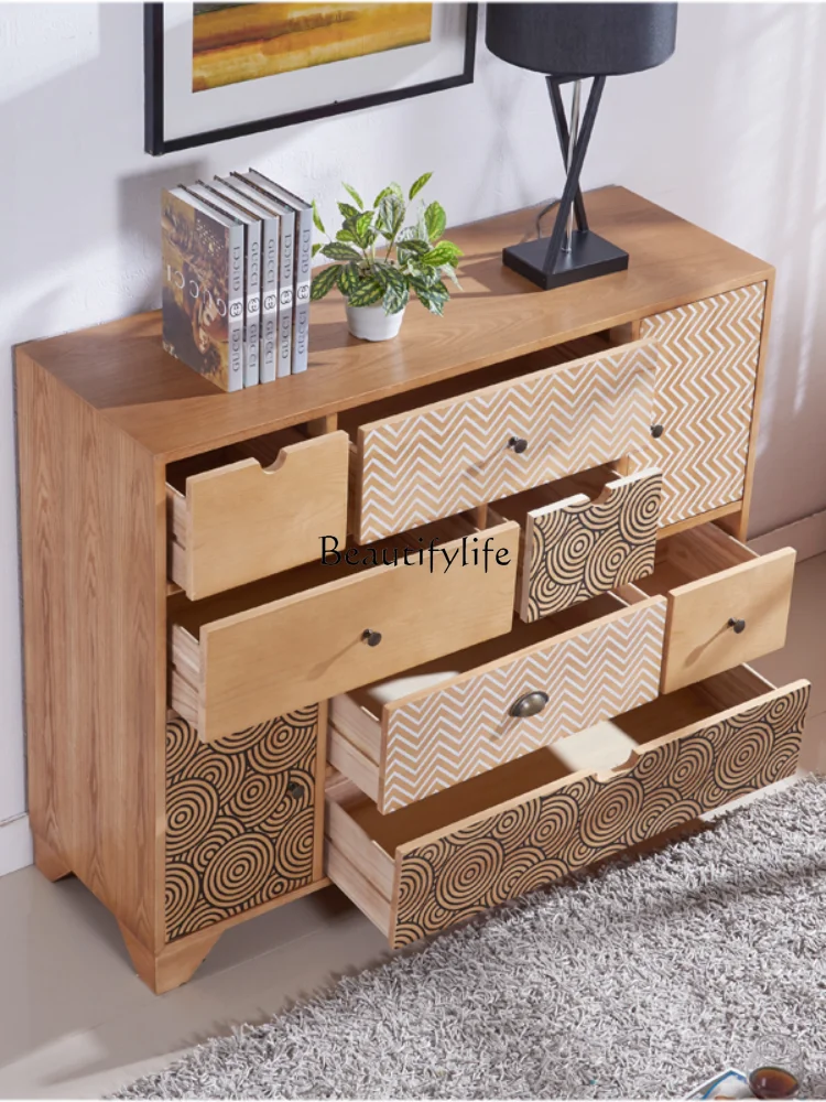 Nordic Minimalist Solid Wood Porch Drawer Storage American Five-Bucket Cabinet Cabinet