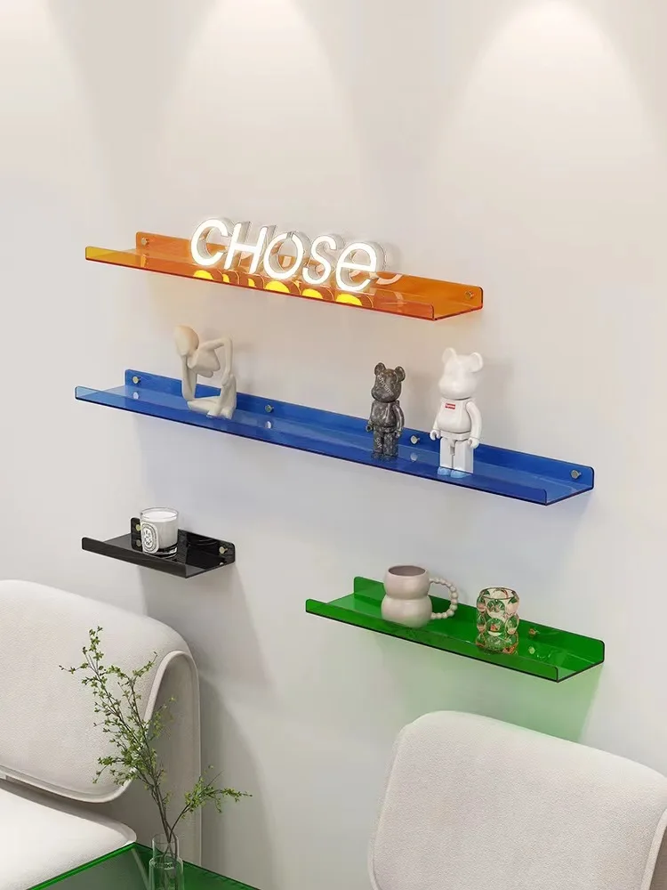 Stand Colored Acrylic Wall Shelf Living Room Background Wall Decoration Storage for Store Wall Hanging Shoe Bag Bathroom Rack