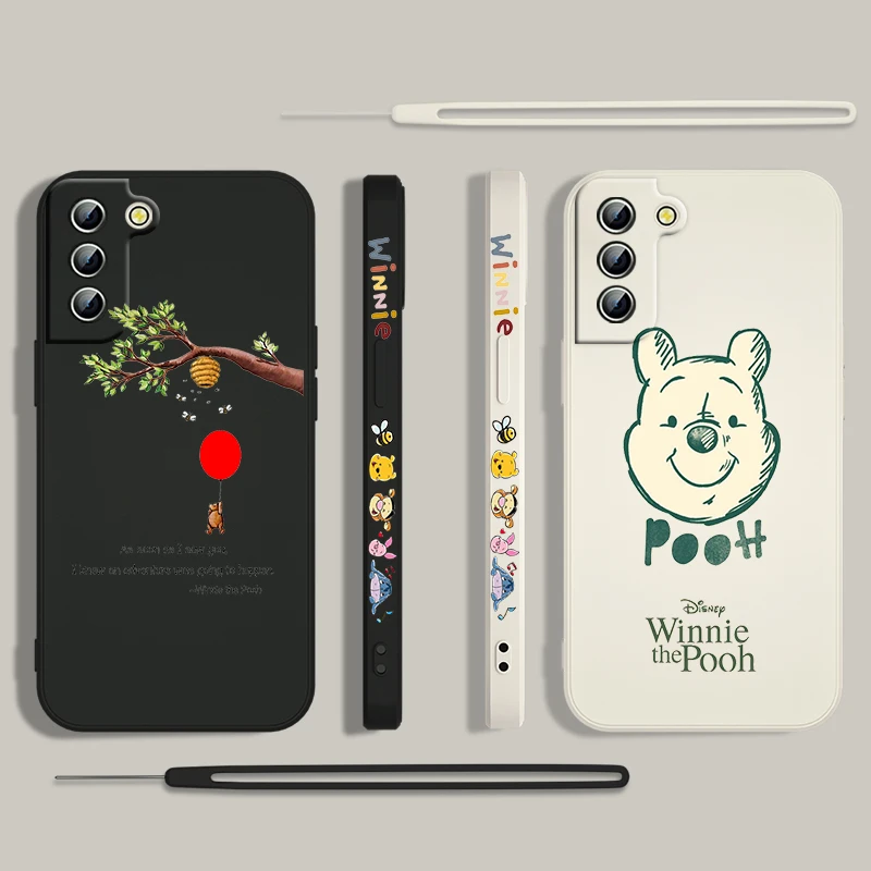 Winnie The Pooh In A Balloon For Samsung Galaxy S24 S23 S22 S21 S20 Pro FE Plus Ultra Liquid Left Rope Phone Case 5G Cover