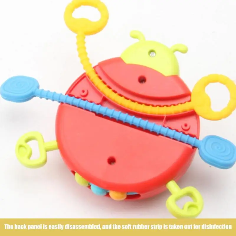 Brinquedos sensoriais de borracha macia para crianças, Brinquedos Montessori Educacionais Portáteis, Ladybug Shape Cartoon, Brinquedos de desenvolvimento para crianças