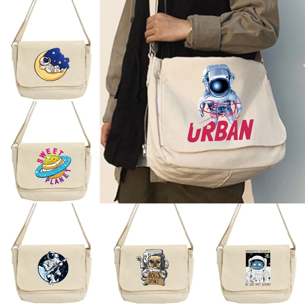 

Cute Astronaut Canvas Small Bag Female 2025 Fashion ese Harajuku Diagonal Bag Wild Student Girl Shoulder Bag Bags for Women