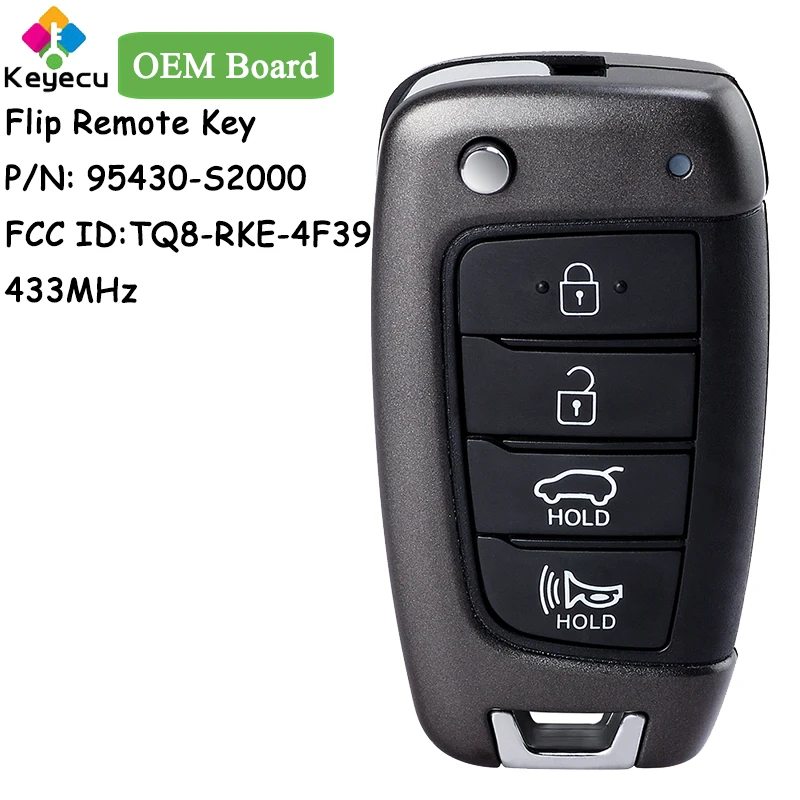 

KEYECU OEM Board Smart Remote Control Key With 4 Buttons for Hyundai Santa Fe 2018 2019 2020 2021 Fob 95430-S2000, TQ8-RKE-4F39