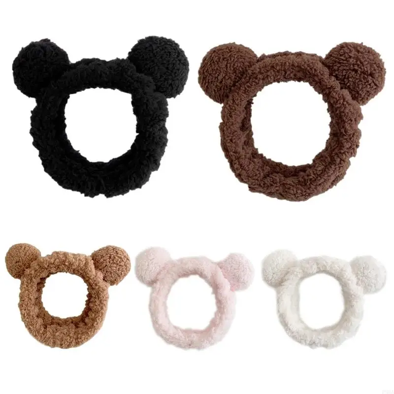 

P88A SPA Headband Solid Color Stereo Bear Ear Hairband Women Makeup Headband