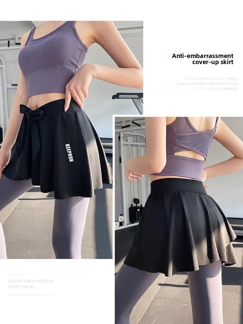 

Удобные женские спортивные юбки-шорты для йоги, удлиненные, с защитой от просвечивания, скрывающие ягодицы, простые, А-силуэта