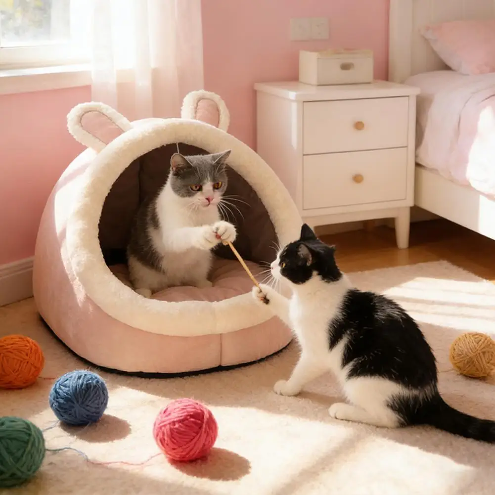 Abnehmbares Und Waschbares Haustierbett Katzennest Warmes Tiefschlaf-Komfort-Katzenbett Haustierzelt Gemütliche Höhlenhöhle Kleine Hundematte Weiches Katzenhaus Seded6491E79141459A9Db0F535C81Ee0X