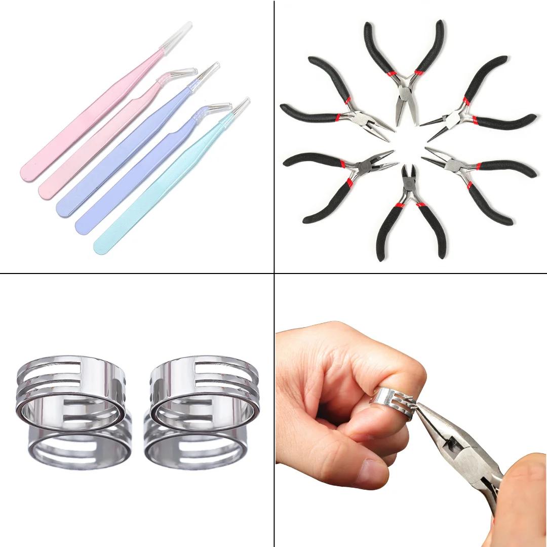 1pcs Jewelry Making Plier Tweezers Fixed Ring Pick Up Press Jewelry Help Tool Equipment DIY Jewelry Repair Tools