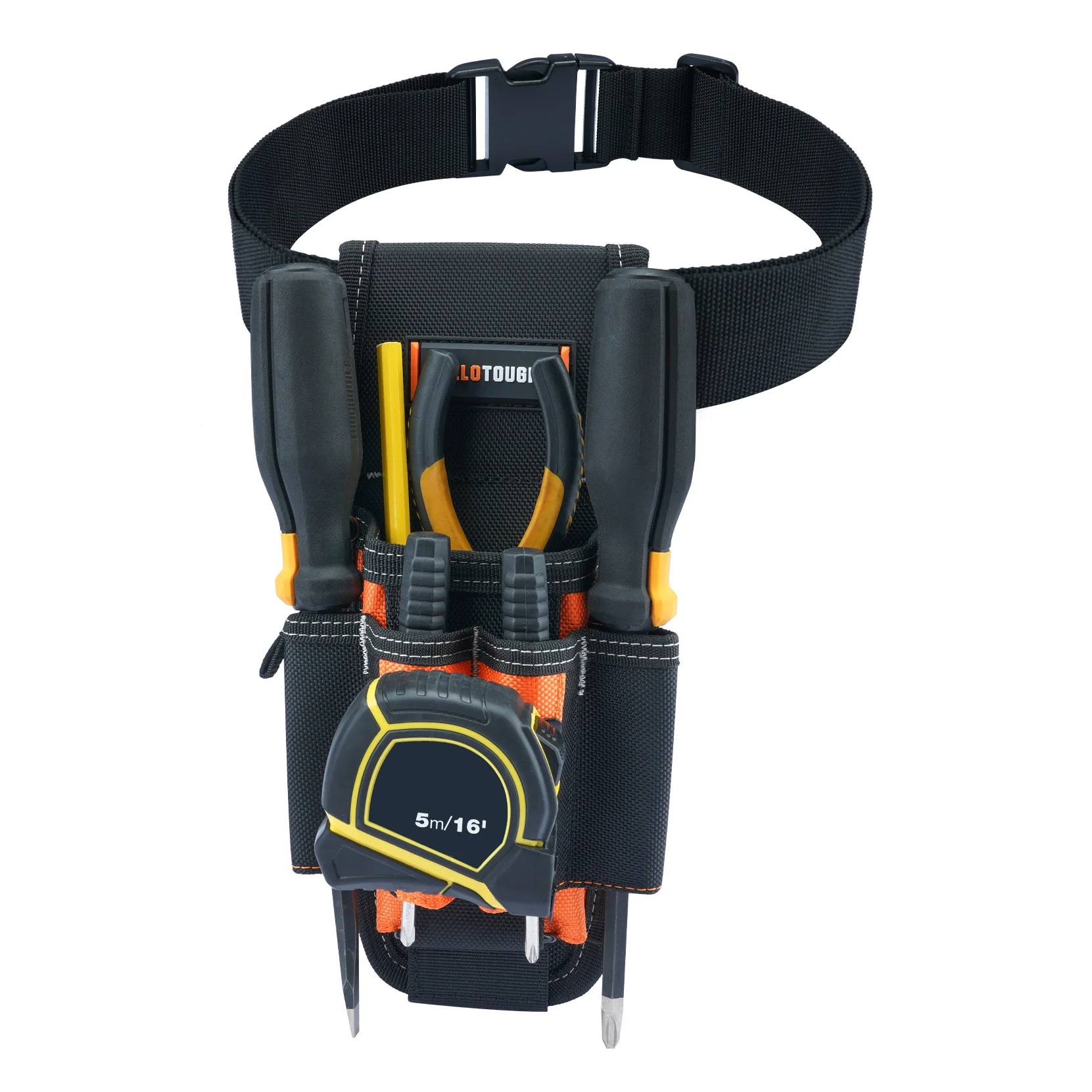 MELOTOUGH 7-Pocket Technician Pouch-Small Pocket Tool Belt Pouch with Belt Clip,Clip on Larger Pockets & Loop