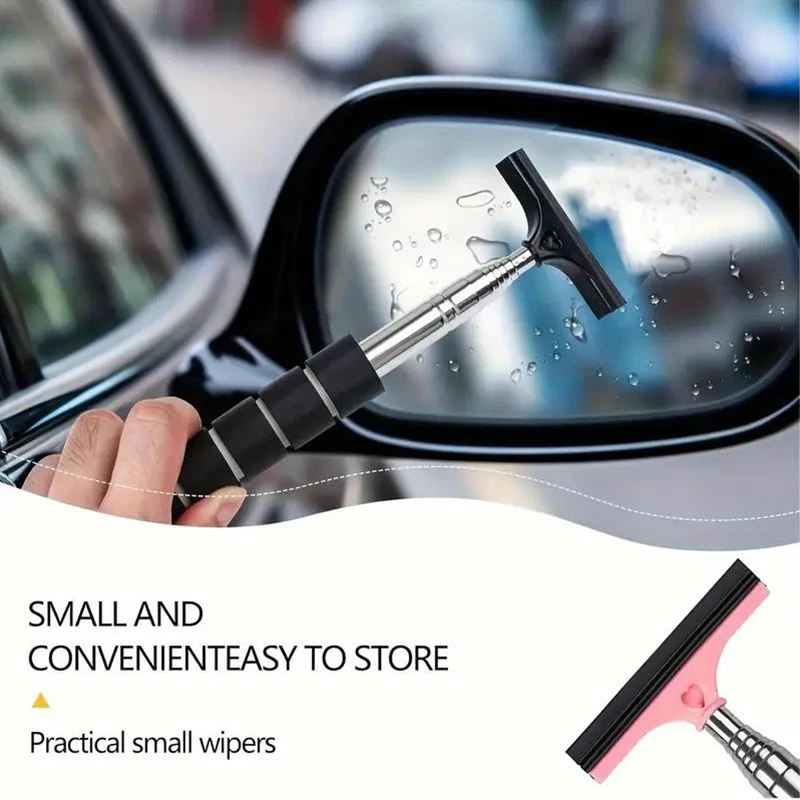 Stainless Steel Car Rearview Mirror Wiper Extendable Car Rearview Mirror Wiper Auto Glass Cleaning Tools Window Cleaning Brush