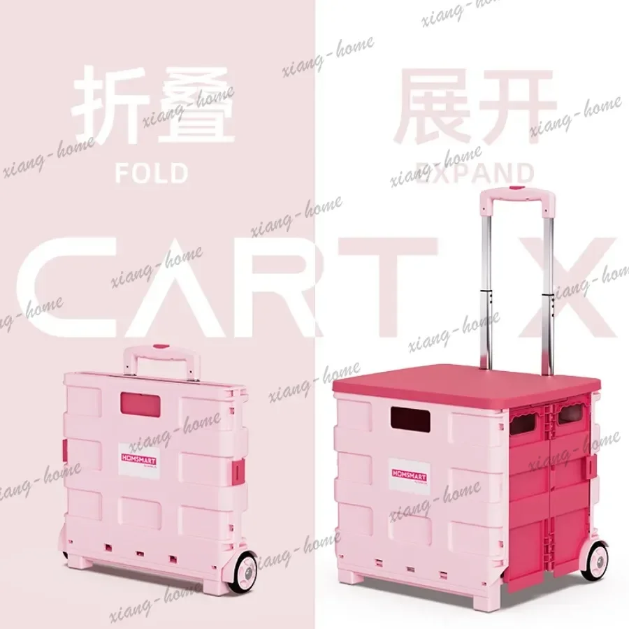 LJY Flexible Steering Hand Truck Cargo Sturdy Flatbed Cart Folding Hotel Trolley Delivery Portable Shopping Furniture Carrito LJ