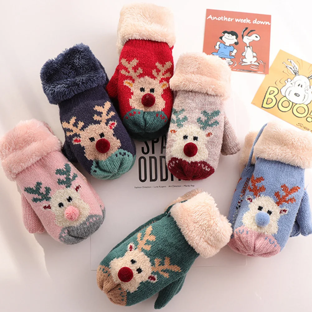 

1Pair Full Finger Mitten Warm Insulated Kids Gloves Stylish Neck Hanging Design Exquisite Workmanship Breathable Windproof