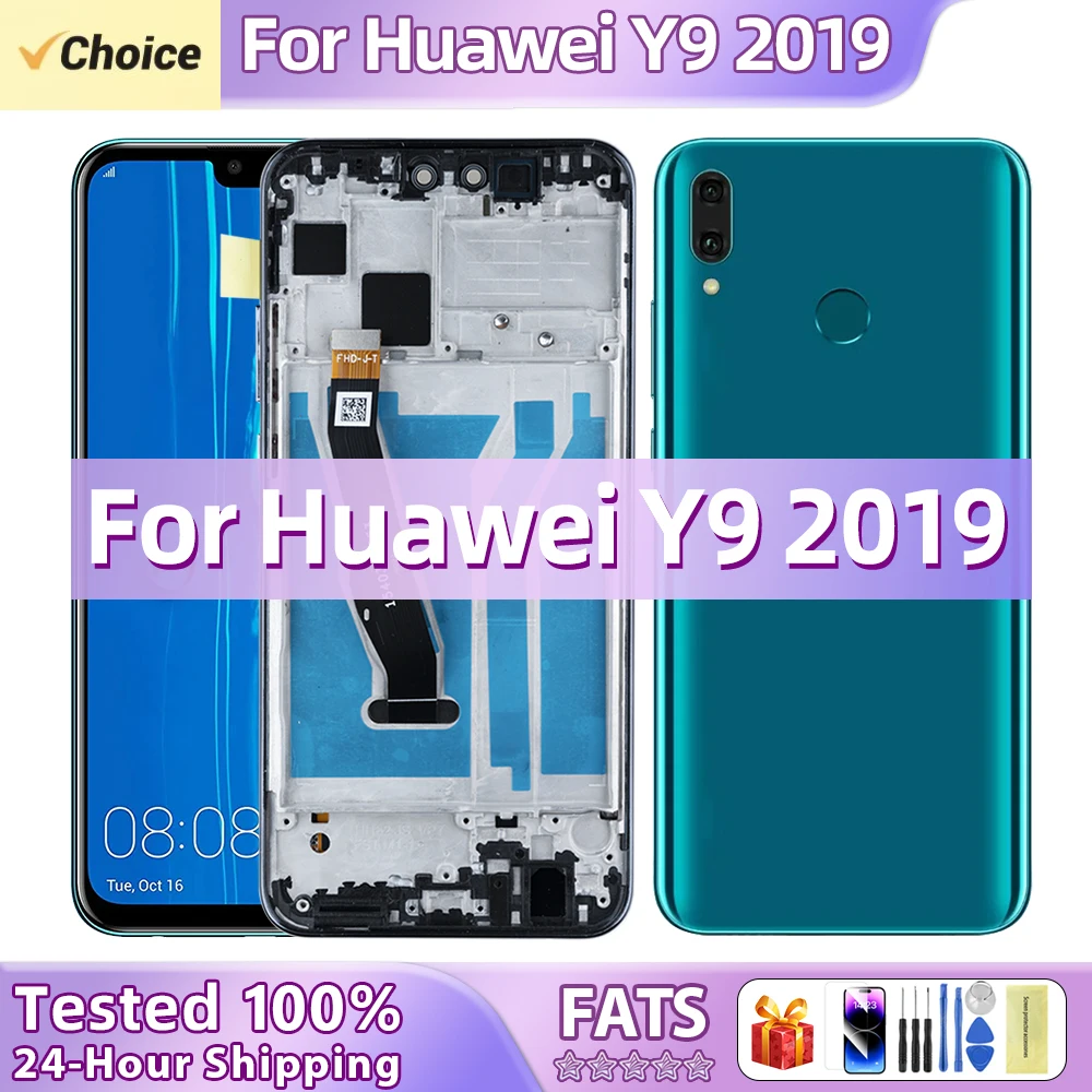 100% Tested LCD For Huawei Y9 2019 JKM-LX1 JKM-LX2 JKM-AL00 LCD Display Touch Screen Digitize Assembly With Frame Replacement