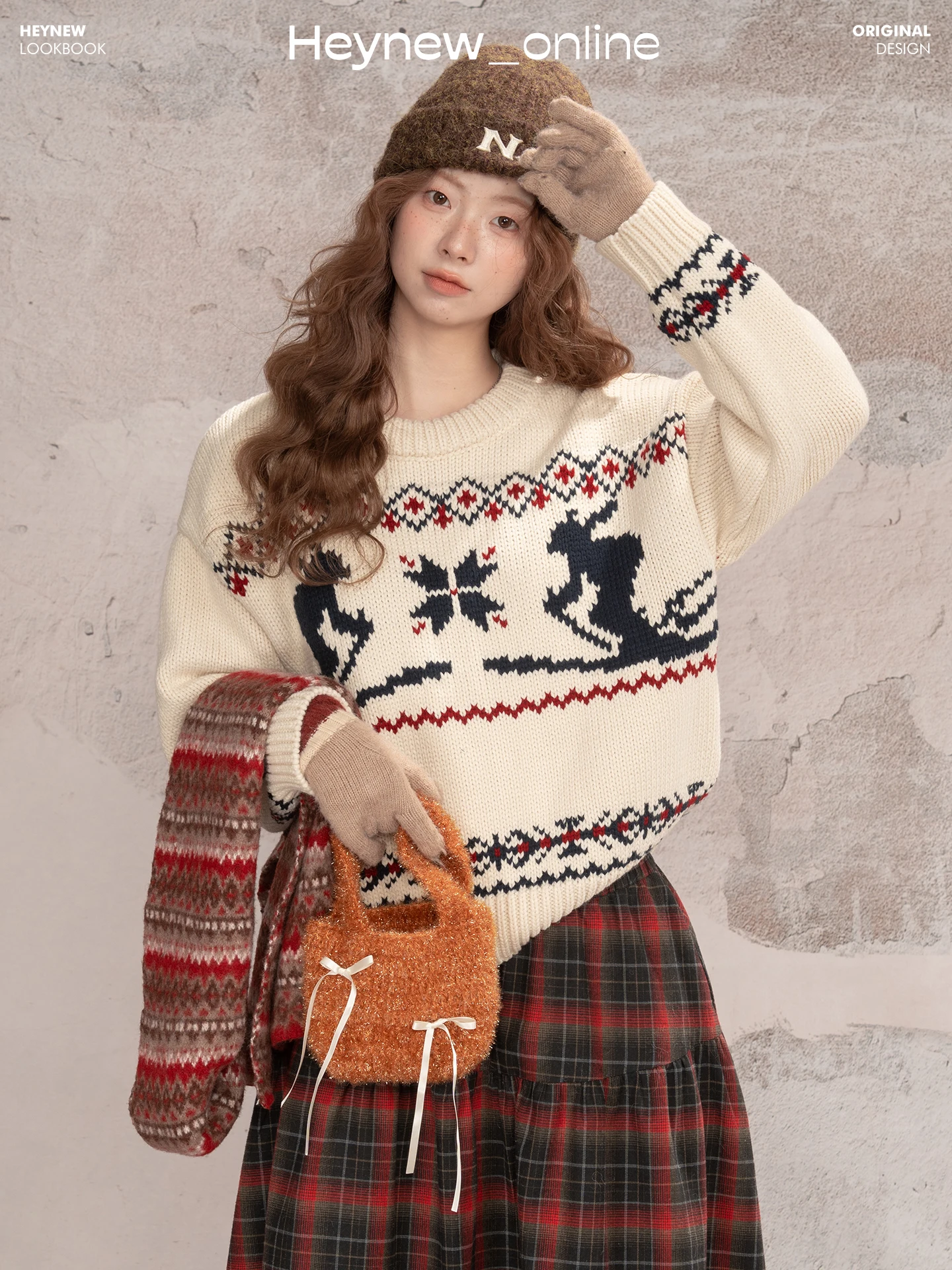 

Loveheynew Color Blo round Ne Thi Needle Fair Isle Knit Sweater Winter Casual Loose Fit Women's Long Sve Top