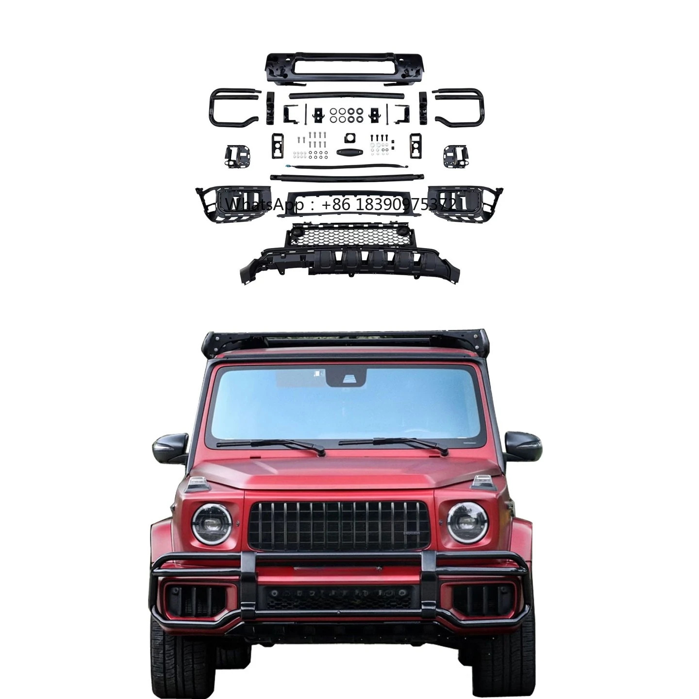 

2025+ W465 Front Guard for G Class W465 G63 Front Bull bar Glossy Black Front Guard for G63 W465
