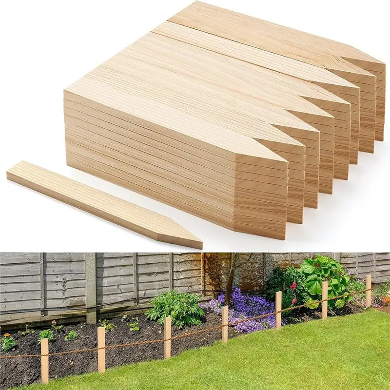 BAAJ-Grade And Survey Stakes 11.4 Inch 20 Pieces Wooden Garden For Plant Support And Boundary Markers