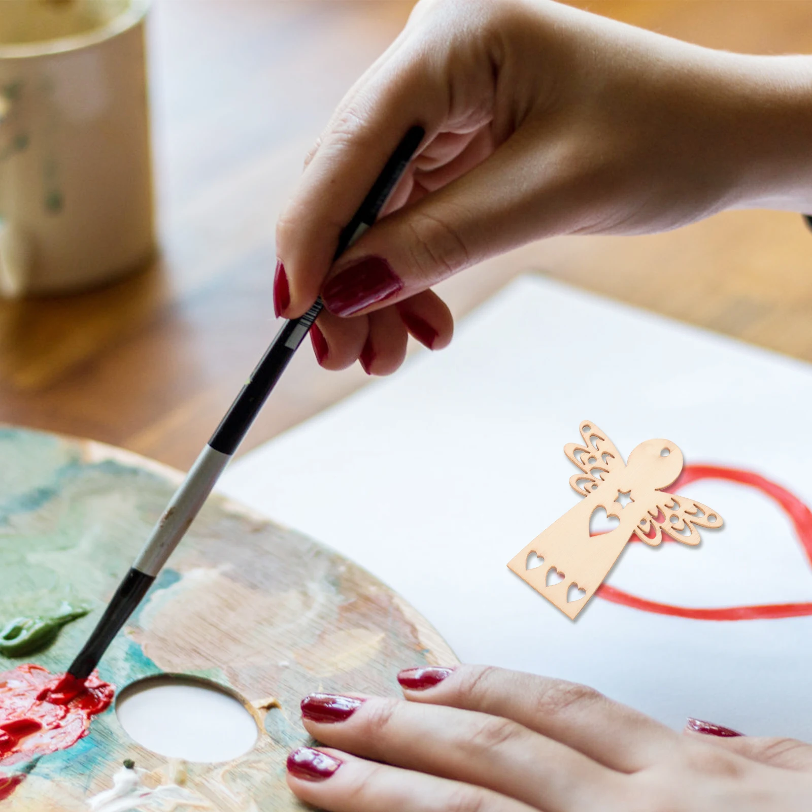 

1Set Wood Angel Shape Slices DIY Wooden Angel Cutouts Christmas Holiday Birthday Decoration Craft Supplies Unfinished Wood