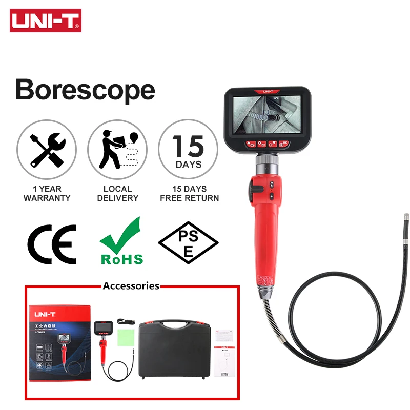 UNI-T Industrial Endoscopes UT663A Professional Handheld Snake Borescope Waterproof LED Lighting Image Video Inspection Camera