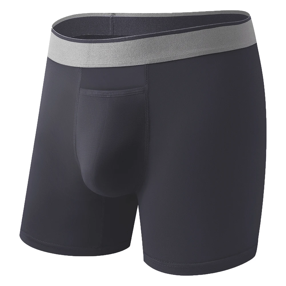 

1pc Men Long Leg Shorts Soft Upper Opening Pouch Boxers Shorts Sports Breathable Comfortable Underwear S-2XL Loose Boxershorts