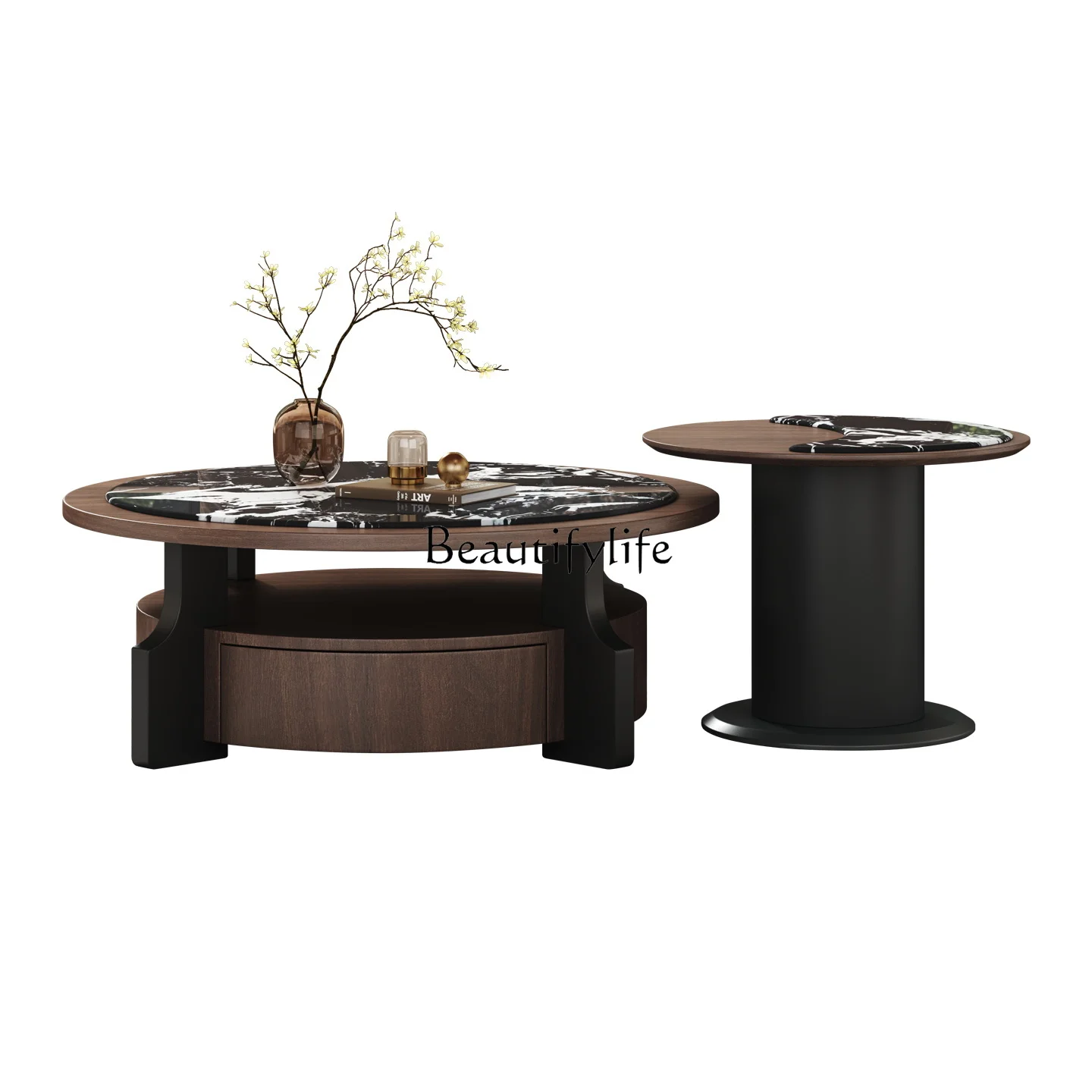 

Italian Style Light Luxury High-End Technology Stone Coffee Table Set