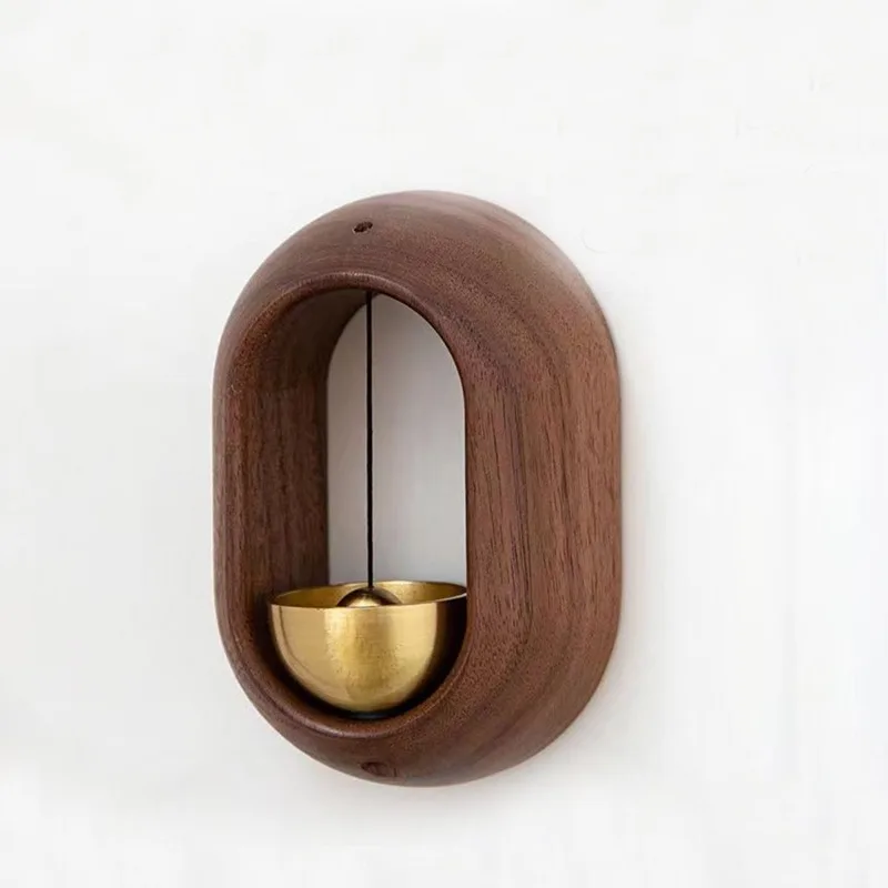 Wind Chimes Wooden Wood Doorbell Chime Magnetic Copper Bell Walnut Hanging Vintage Windbell Doorbells Door Bell Home Decorations