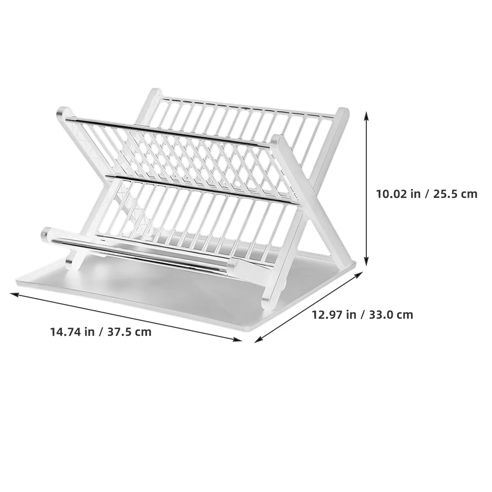 

1 Set Kitchen Folding Drainer Dish With Drip Tray Compact Drainage Design Bowl Plate Drying Stand Reusable Dish Strainer Kitchen