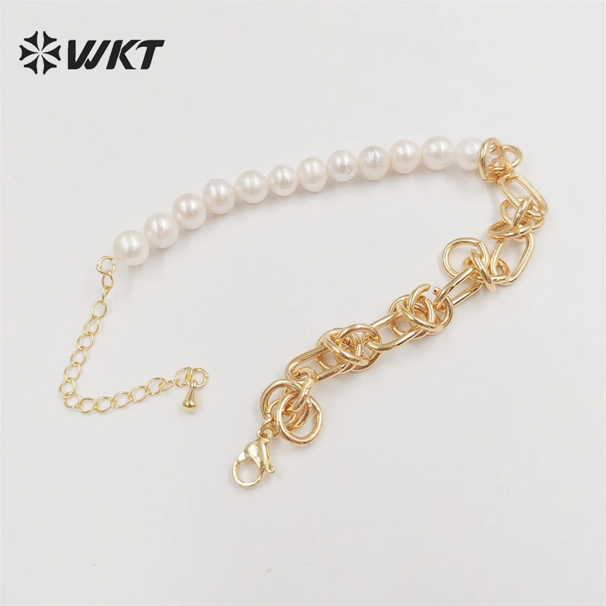 WT-MPB075 WKT NEW design 18k real gold plated resist tarnishable shell bezel setting bangle women wedding gold bangle