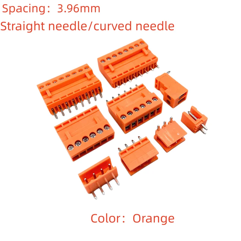 10Sets HT3.96 HT396 HT3.96V HT3.96R 2P3P4P-12P PCB Terminal Block 15EDGK 3.96mm ORANGE WIRING TERMINAL Straight/Curved Needle