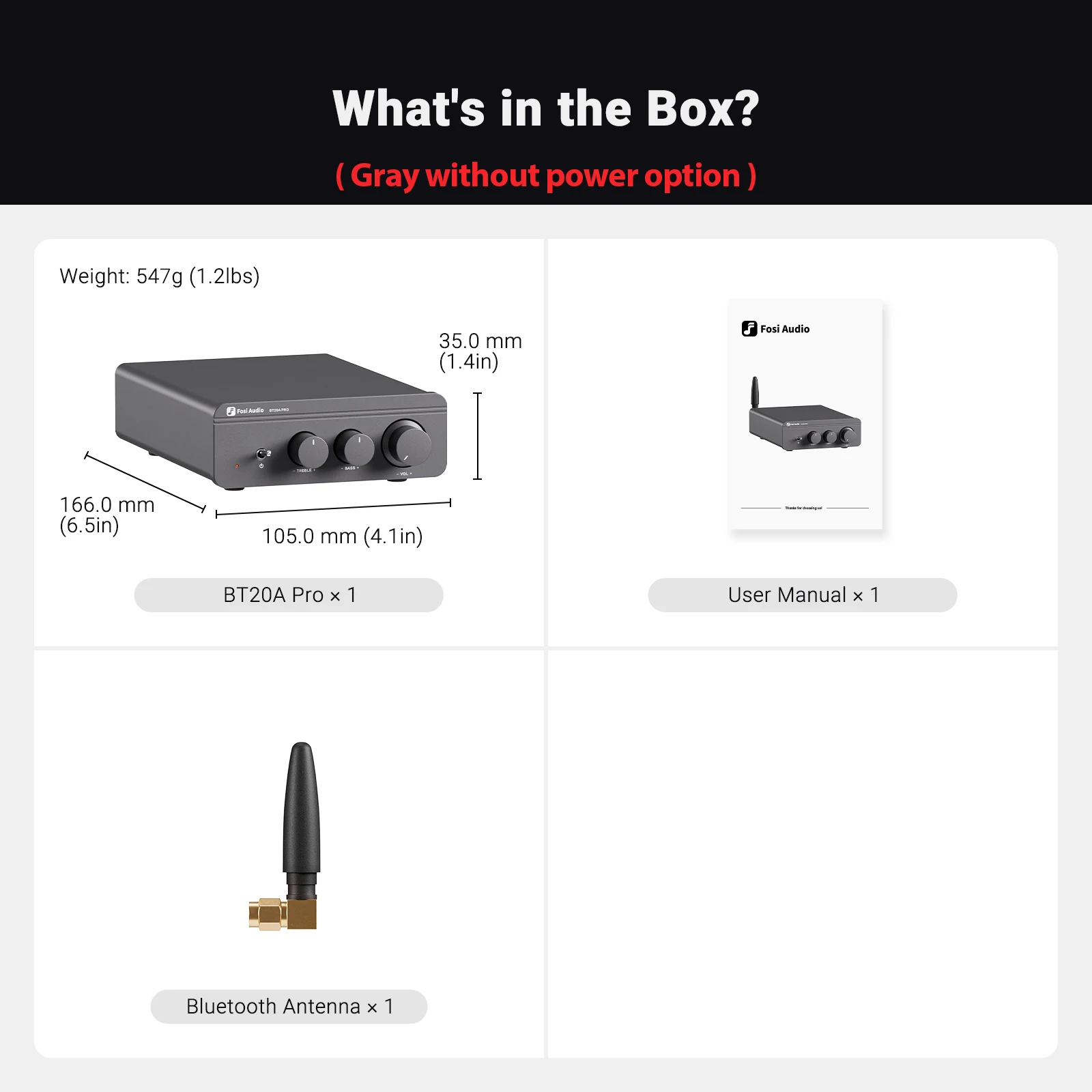 Fosi Audio BT20A Pro TPA3255 Bluetooth Geluid Eindversterker 300W x2 Mini HiFi Stereo Klasse D Amp Bass treble Voor Home Theater