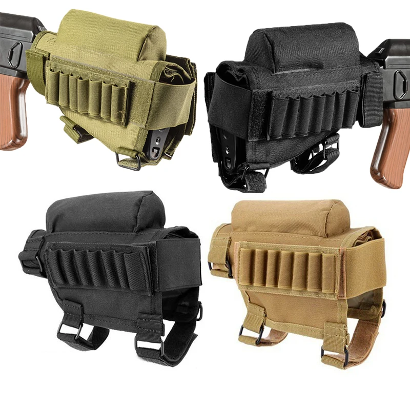 Tactical Rifle Cases Cheek Rest Riser Adjustable Cartridges Hunting Carrier Bullet Holder Bag Shell Buttstock Ammo Pouch